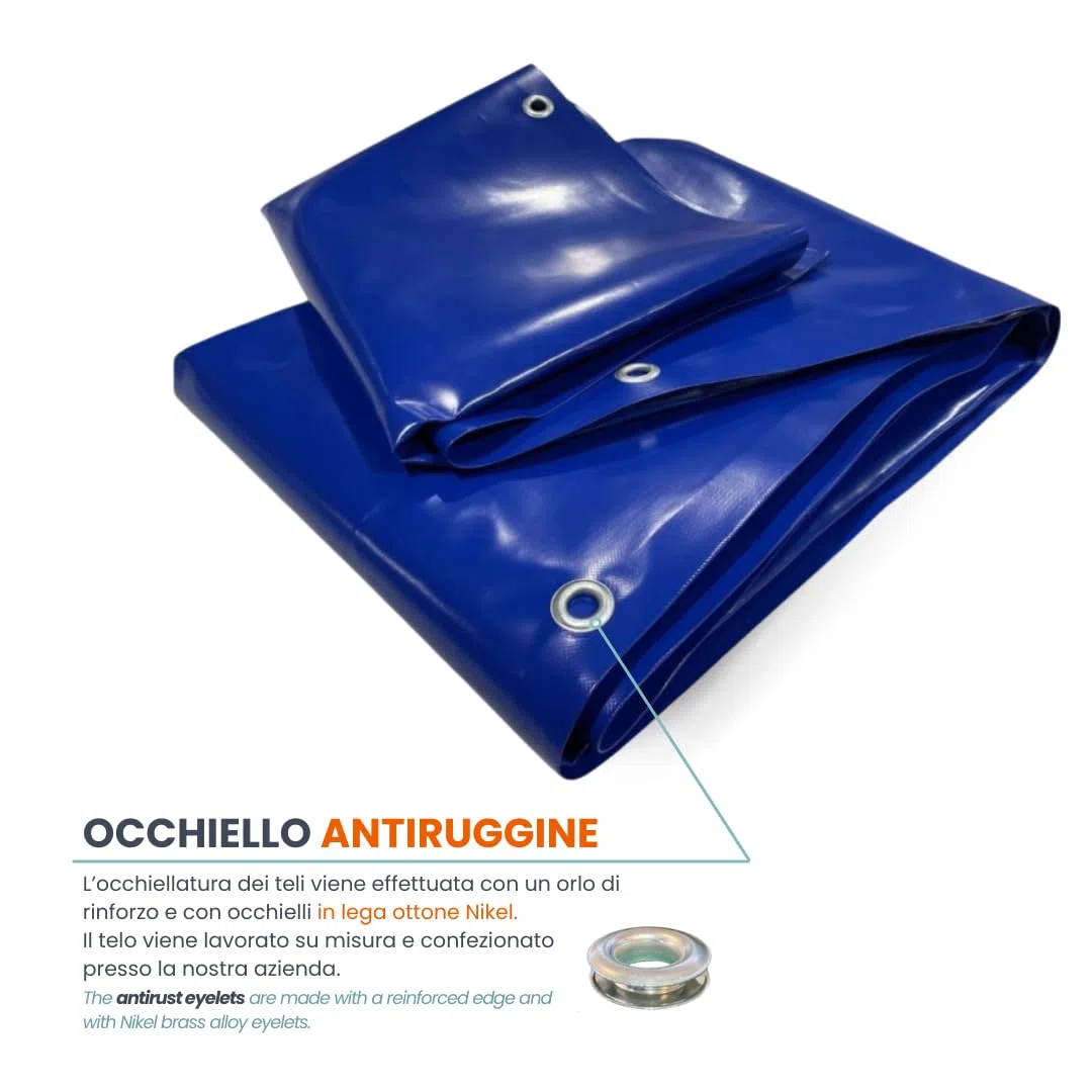 TENDAGGIMANIA Telone Occhiellato impermeabile per esterno - Telo pvc 650 gr per coperture barca camion pergolato copri camper copri legna - Telo impermeabile esterno Misure 3X2,5 -BIANCO 112