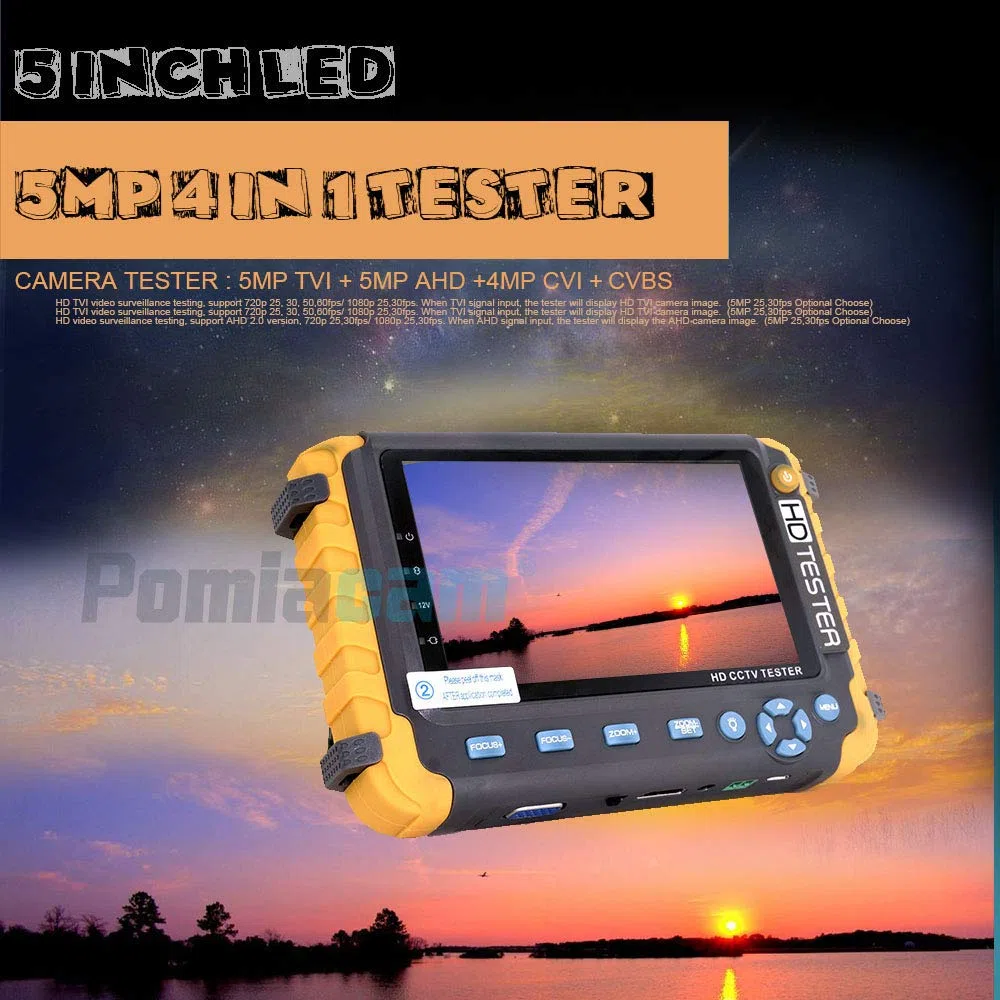 Tester per videocamera di sicurezza, con monitor IV8W da 5 pollici TFT LCD, 4 in 1, 8 MP, AHD, TVI, 8 MP, CVI, CVBS, supporto monitor video HD coassiale, ingresso VGA HDMI, uscita DC 12 V