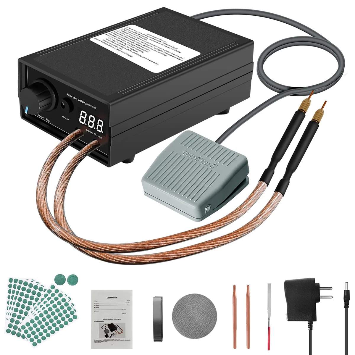 8000W Saldatrice a Punti Macchina Portatile per Saldatura a Punti per Batterie, Attrezzatura Ricaricabile con Penna di Saldatura per Nastri di Nickel da 0,1~0,3 mm