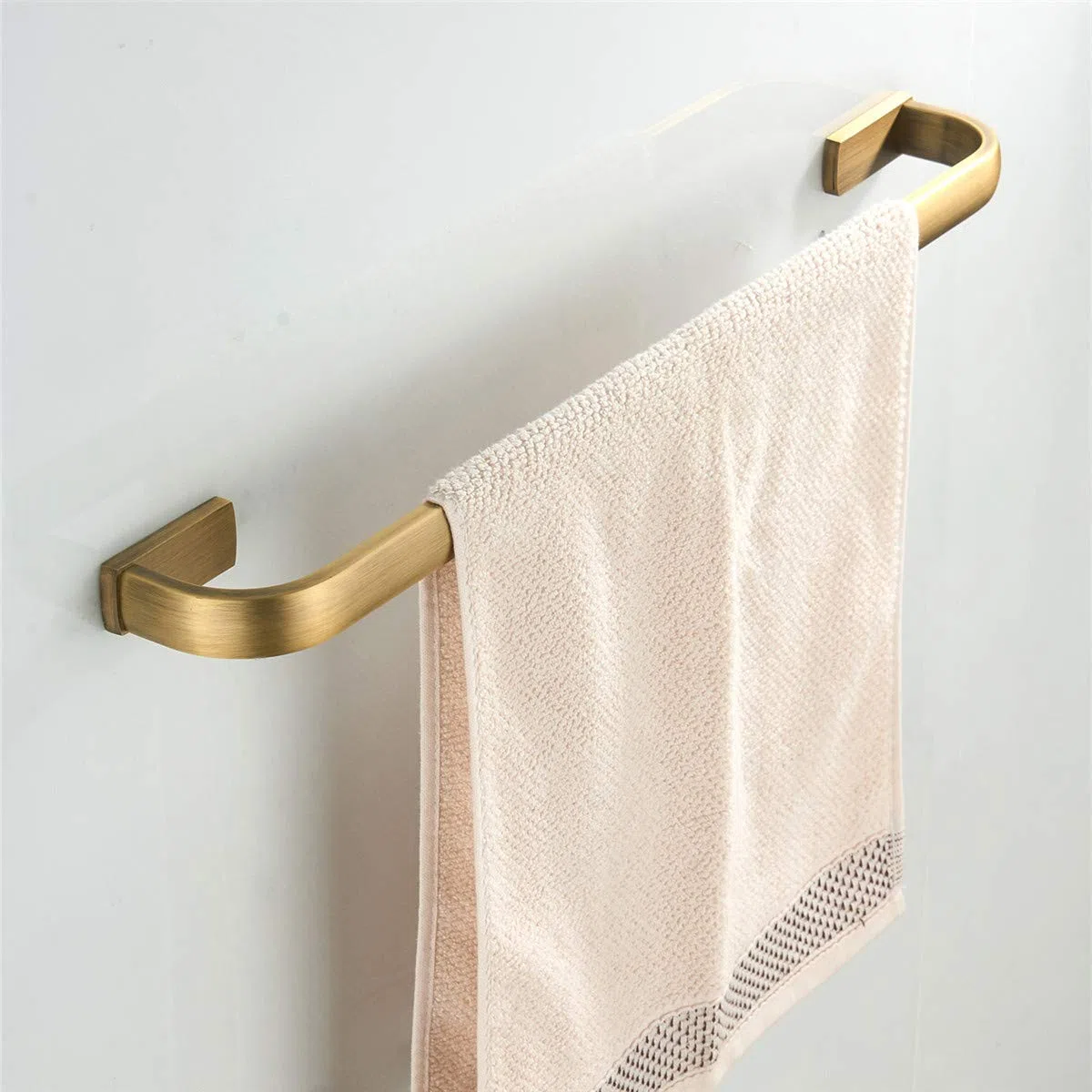 Flybath 4 pezzi Set di Accessori da Bagno - 57 cm Portasciugamani Da Parete Singolo, Anelli Portasciugamani, Porta Carta Igienica, Ganci Portasciugamani, Bronzo Spazzolato