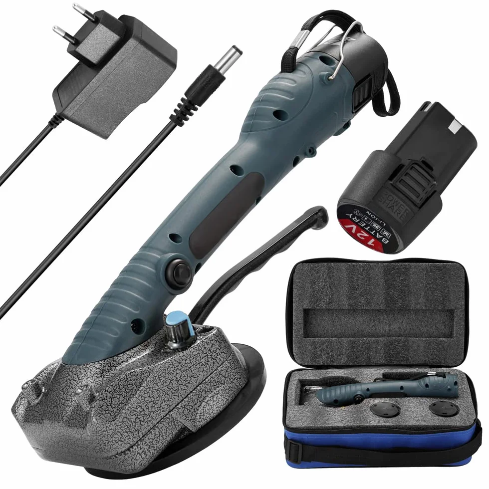 Piastrellatrice per piastrelle, piastrellatrice portatile per la posa di piastrelle, strumento di vibrazione 10-150Hz, 10 velocità regolabili, con ventosa 100 * 100mm, 2 batterie al litio