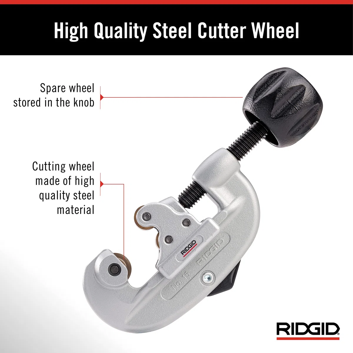 RIDGID 32920 Modello 15 Tagliatubi con Avanzamento a Vite, Capacità 5-28 mm