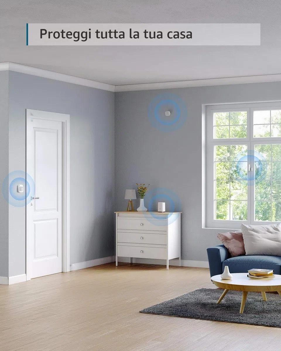 eufy Security kit di allarme domestico da 5 pezzi, sistema di sicurezza domestico, tastierino, sensore di movimento, 2 sensori di ingresso, controllo da app, collegamento a eufyCam