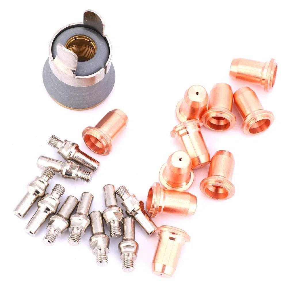 Set 22pz PT60 PT40 Punte per Taglio al Plasma - Ugelli Elettrodi 1.0mm Completo con Coppa Scudo Stand-Off per Torcia Taglio Professionale in Metallo per Saldatura e Lavorazione Professionisti