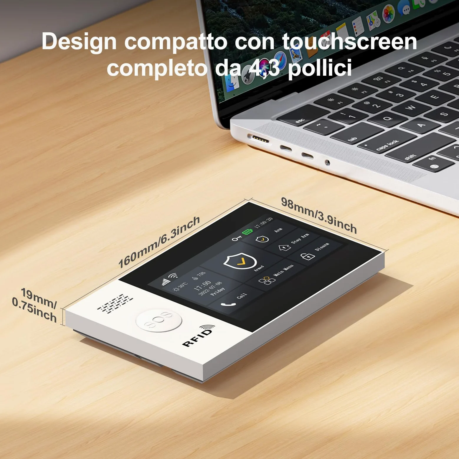 LWOHSI Sistema di sicurezza domestica, sistema di allarme wireless GSM WiFi, allarme antifurto domestico touch screen da 4,3" compatibile con Alexa Google Home