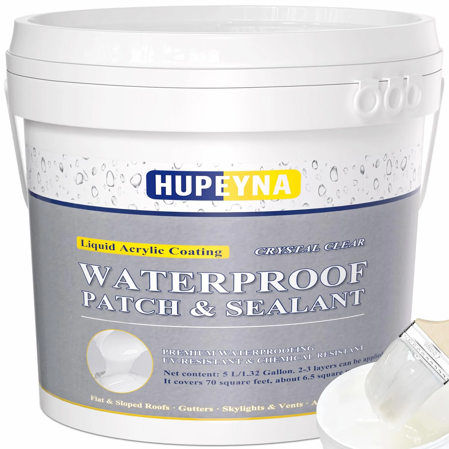 Sigillante Impermeabile Trasparente, Sigillante Impermeabile Liquido di Riparazione Delle Perdite, Gomma Liquida Trasparente Rivestimento Impermeabiles, Colla Impermeabiles per Esterni ed Interni 5KG