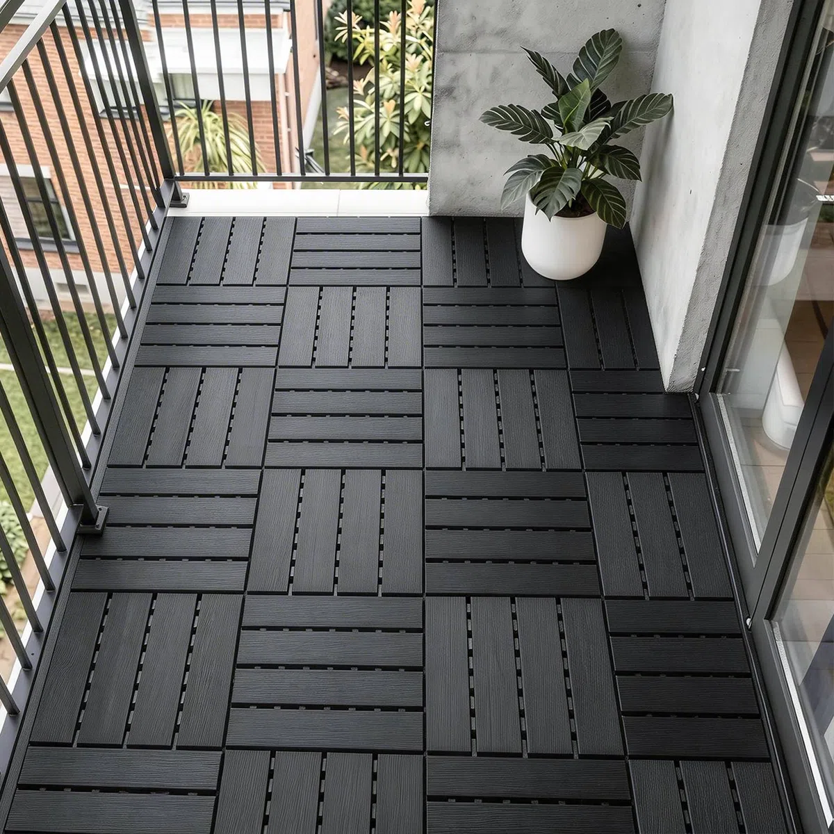 Sobuy Set da 45 Pezzi Piastrelle da Giardino, Pavimento per Esterno ad Incastro Mattonelle per Esterno Antiscivolo Impermeabile Piastrelle per Giardino e Balcone Grigio 30.5x30.5x2 cm SDA14-HGx3