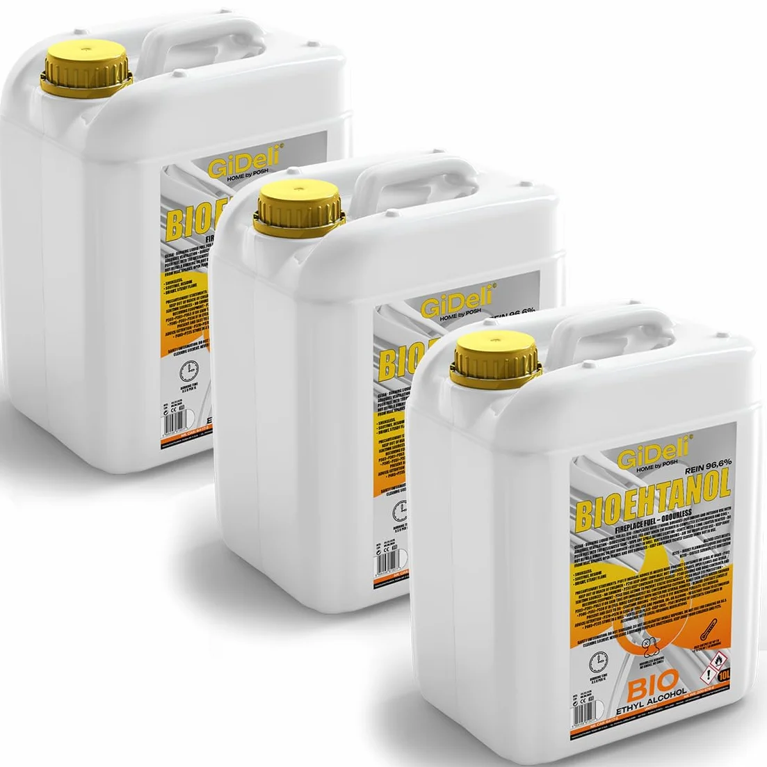 GiDeli bioetanolo 30 l inodore 96,6% etanolo per caminetti interni ed esterni - Da mais e barbabietole da zucchero