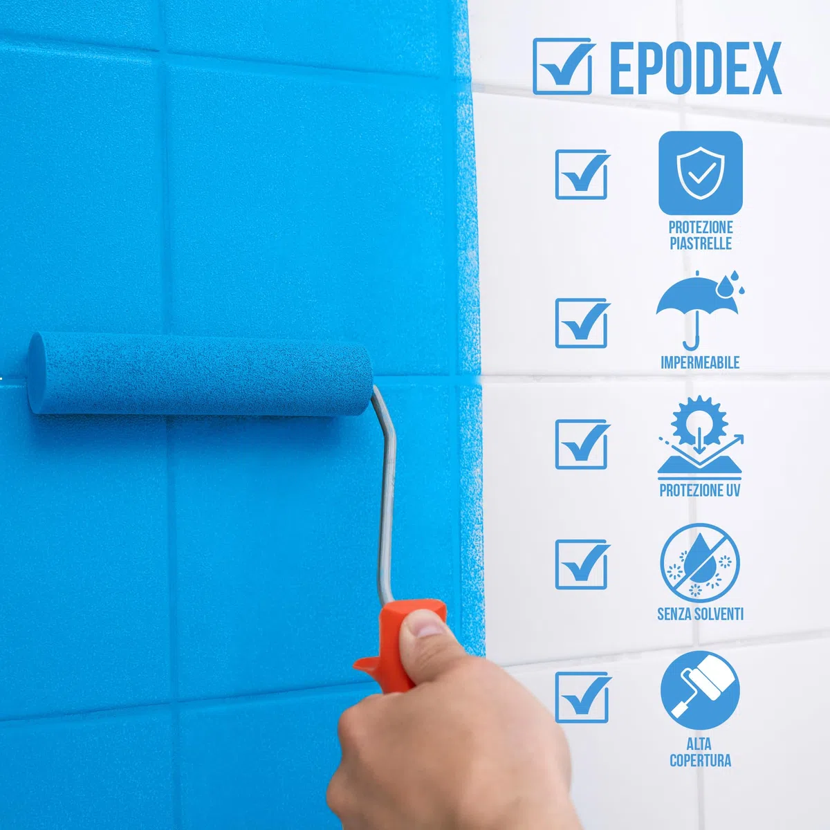 EPODEX 2K Vernice per piastrelle CON ACCESSORI, vernice epossidica per cucina, bagno e altri ambienti, per piastrelle da aarete e pavimento - 1,8kg - 7m² per 2 mani - Peach - Pastel