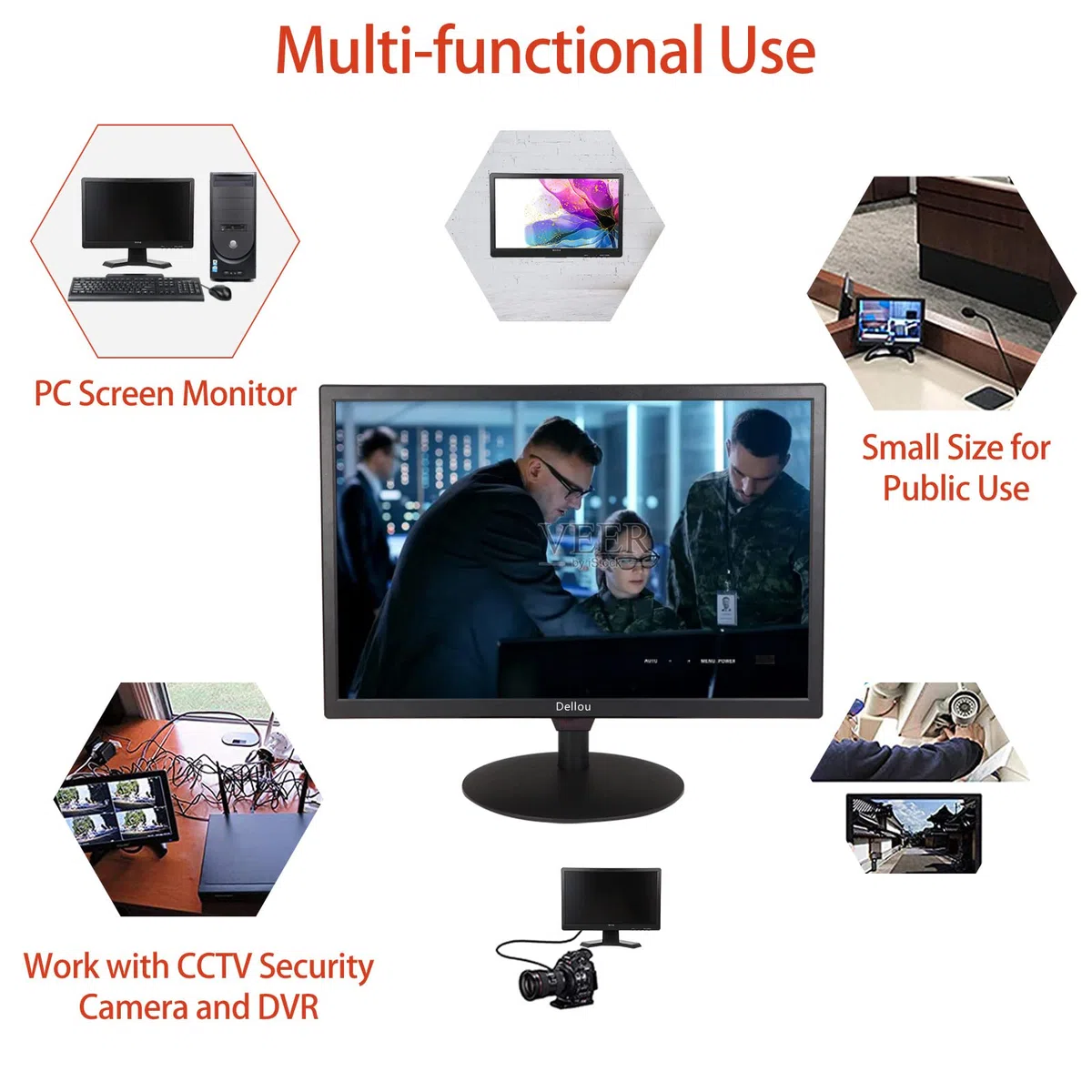 15,6 pollici Monitor CCTV di sicurezza piccolo LCD Telecamera di videosorveglianza Monitor per PC Interfaccia multifunzione HDMI AV BNC USB VGA Ingresso Risoluzione 1366x768 Altoparlante incorporato