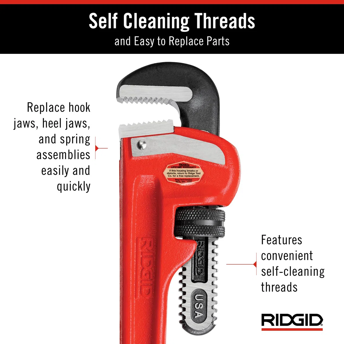 RIDGID 31030 Giratubi dritti per impieghi pesanti da 60 cm, chiave per idraulica da 60 cm