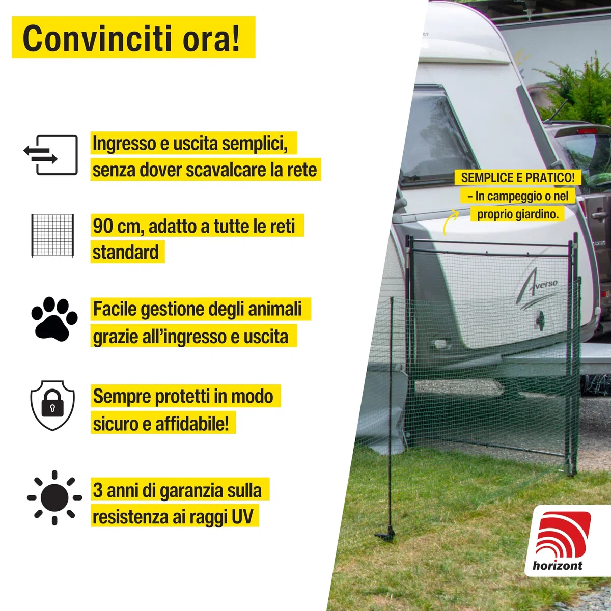 Horizont Cancello per Recinzione, 90 cm, Senza Stomaco - Porta per Reti e Giardino, Ideale per Campeggio