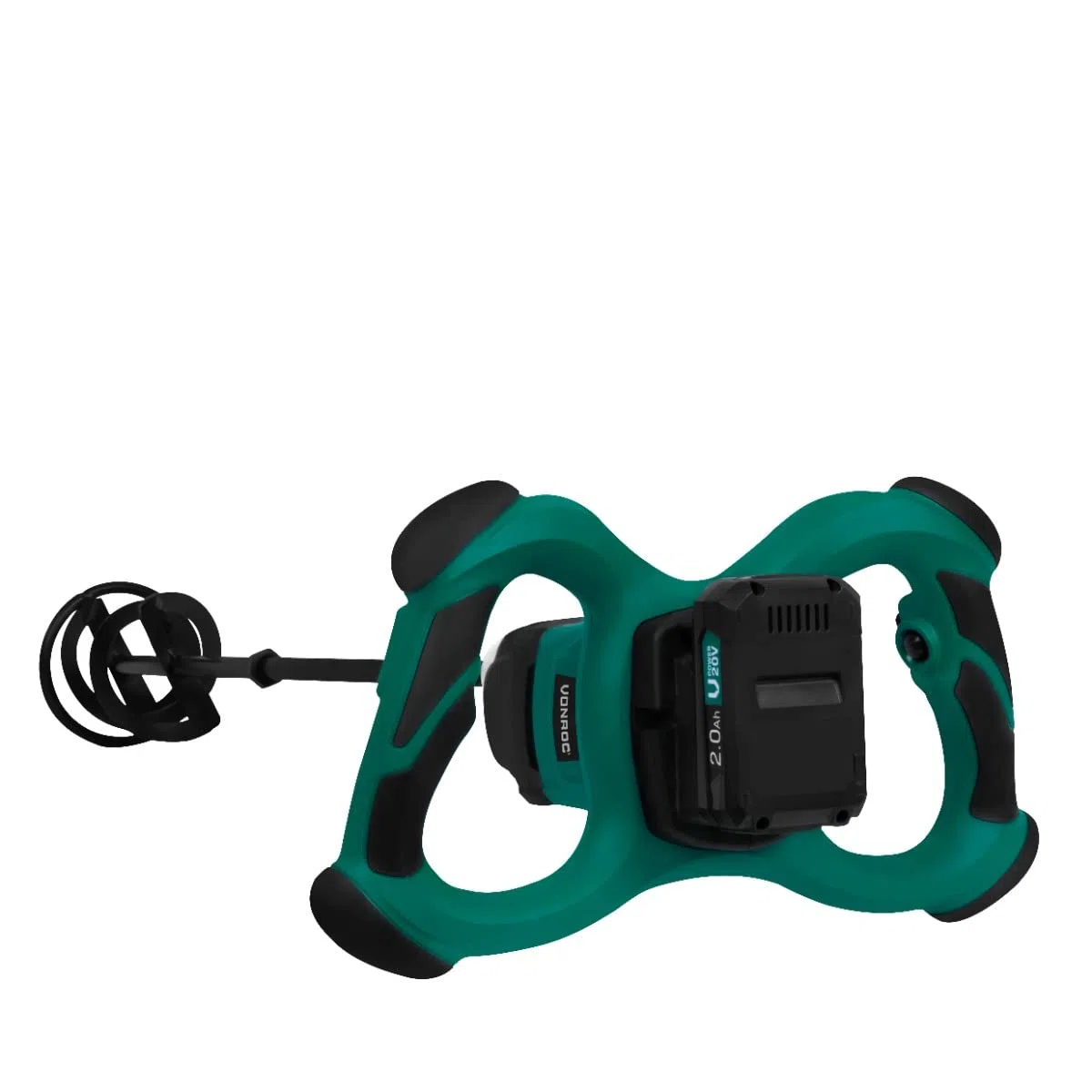 VONROC Miscelatore cemento e malta VPOWER 20V con una batteria 2.0 e caricatore. Include frusta da 120x600mm. Velocità variabile, Soft Start