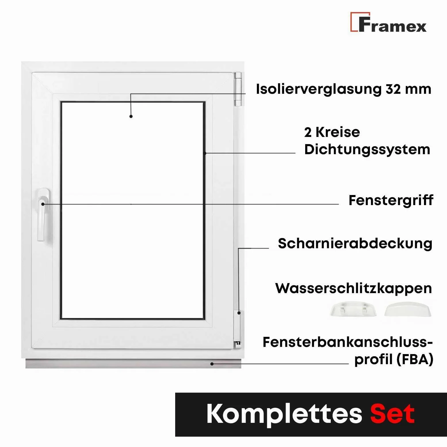 Finestra per cantina in plastica, finestra bianca, larghezza x altezza 40 x 80 cm (400 x 800 mm), vetro doppio (32 mm), ribaltabile, DIN destra - Premium - Tutte le dimensioni