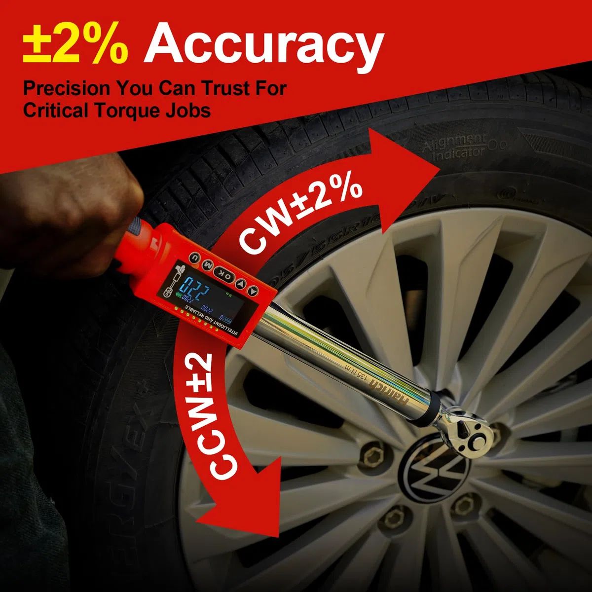 Hairich Chiave dinamometrica digitale 1/2 pollici, 11-220 N.m, precisione ±2%, con indicatore LED, segnale acustico e funzione di memorizzazione, kit coppia elettronica per auto, moto e camion