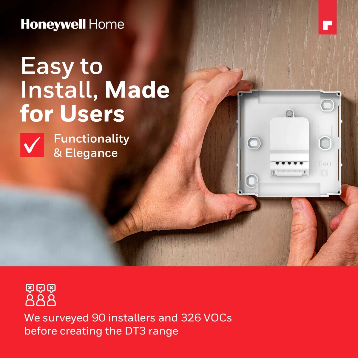 Termostato ambiente Honeywell Home, display a LED di facile lettura ed efficienza energetica, cablato, bianco