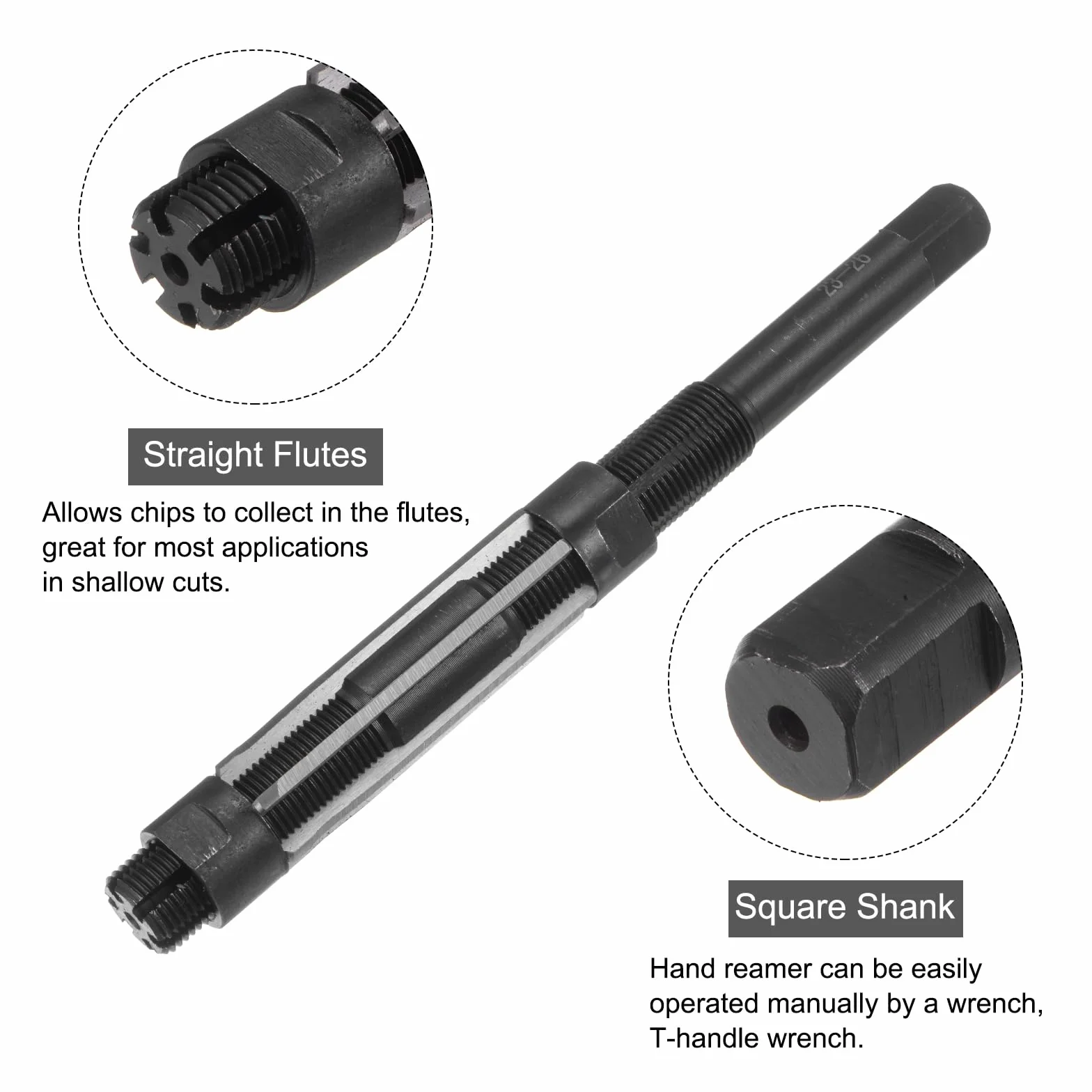 QUARKZMAN 2pz Alesatore Manuale Set 21mm-23mm 23-26mm Regolabile H8, Alesatori Metrici Punta Trapano per Alesatura Fori in Metallo Legno, 6 Flauti Dritti