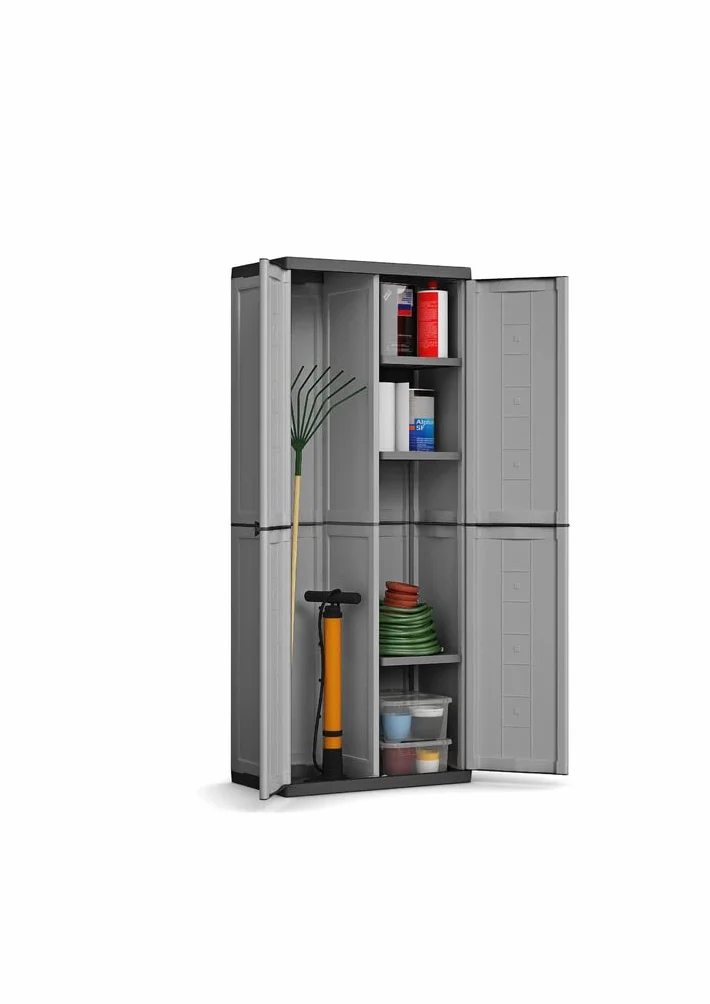 Keter Armadio Jolly Portascope, 3 Ripiani Regolabili, Grigio/Nero, 68x39x166H cm