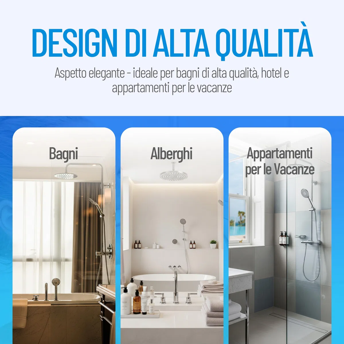 sanquell Testa Doccia Premium, Filtro antilegionella, Chrome plated, 1 getto, 1 impostazione, Moderno, Metallo, Cromo, Massaggio, 15 x 35 cm, Angolo