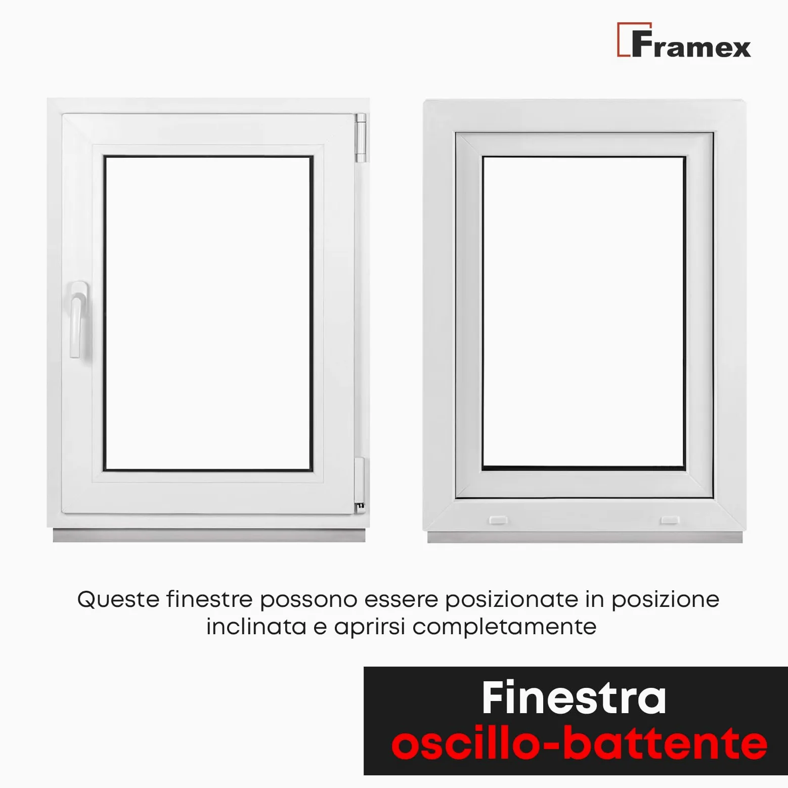 Finestra in Plastica Bianca Larghezza x Altezza 55 x 70 cm (550 x 700 mm) Triplo Vetri (32 mm), Anta-Ribalta, Girevole DIN Destra – Premium