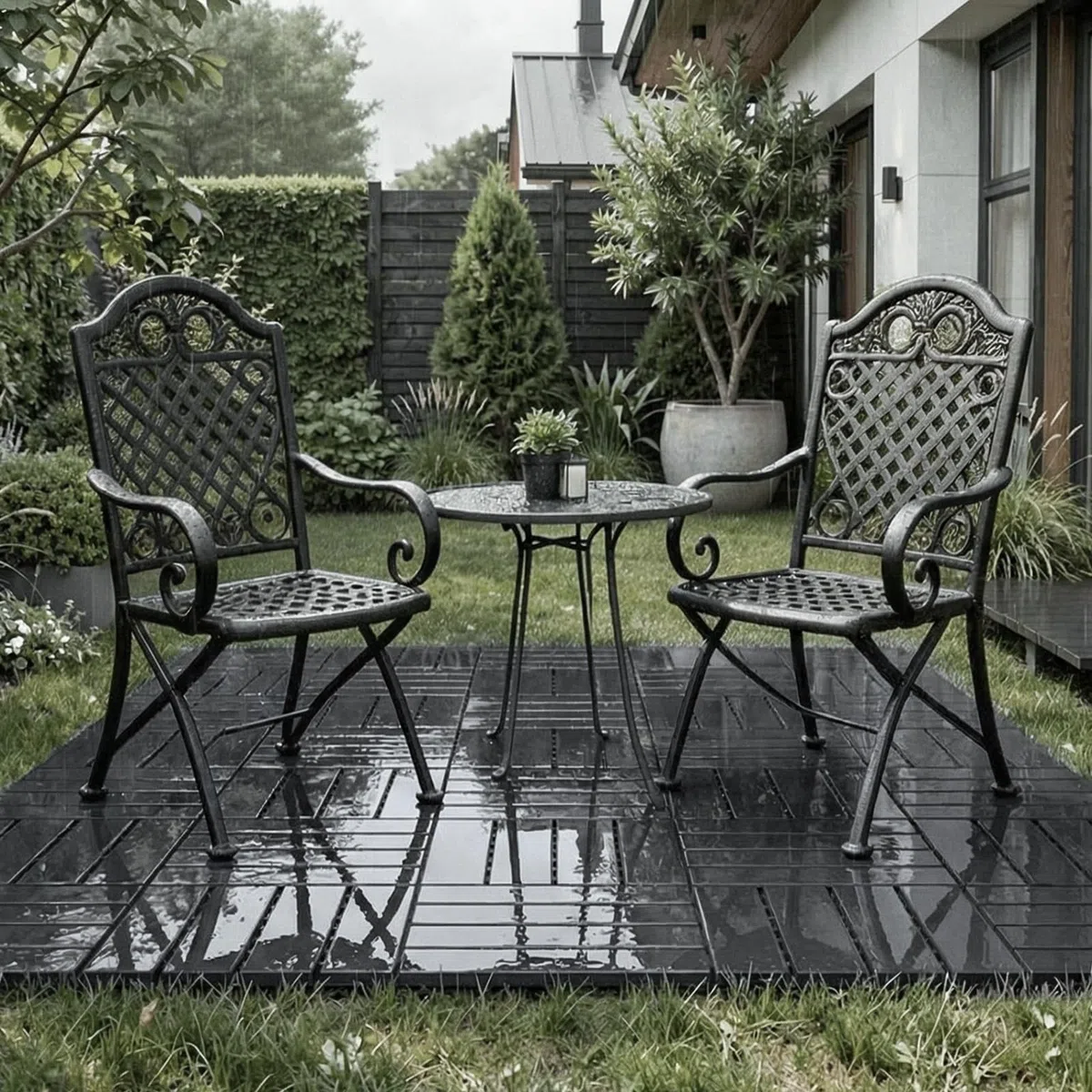 Sobuy Set da 45 Pezzi Piastrelle da Giardino, Pavimento per Esterno ad Incastro Mattonelle per Esterno Antiscivolo Impermeabile Piastrelle per Giardino e Balcone Grigio 30.5x30.5x2 cm SDA14-HGx3