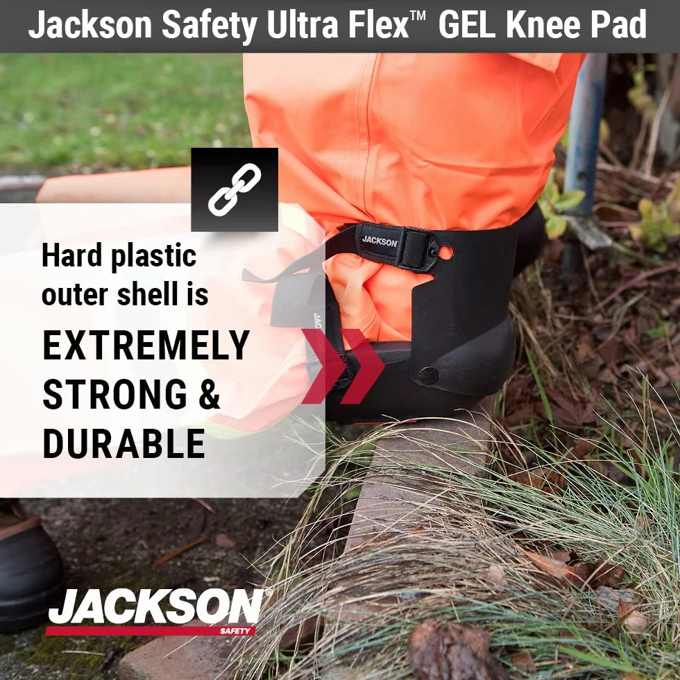 JACKSON SAFETY 95110 Universal, Grey/Orange Ultra-Flex Premium Grade protective durable comfort anti-slip Knee Pads for construction, work, gardening, flooring or DIY, grey