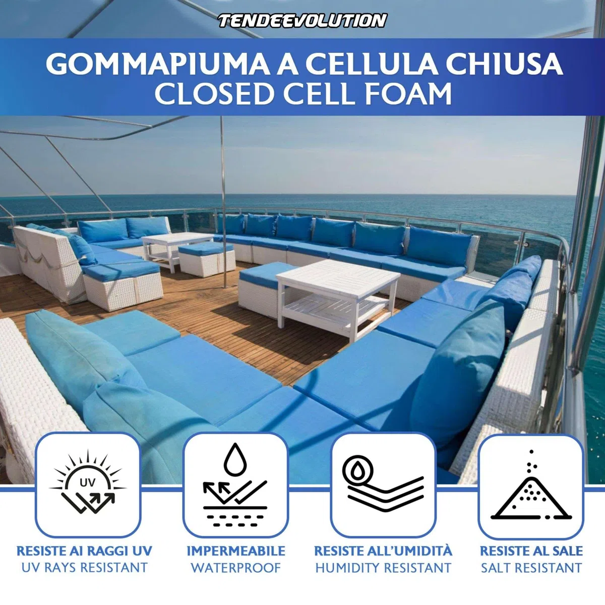 TENDEEVOLUTION Gomma EVA, Gommapiuma per Imbottitura 200x100 cm, Densità 30, Spessore 1-10 cm. Schiuma EVA a Cellula Chiusa, Gomma EVA Bianca per Nautica, Fai da Te e Imbottiture (Spessore 3 cm)