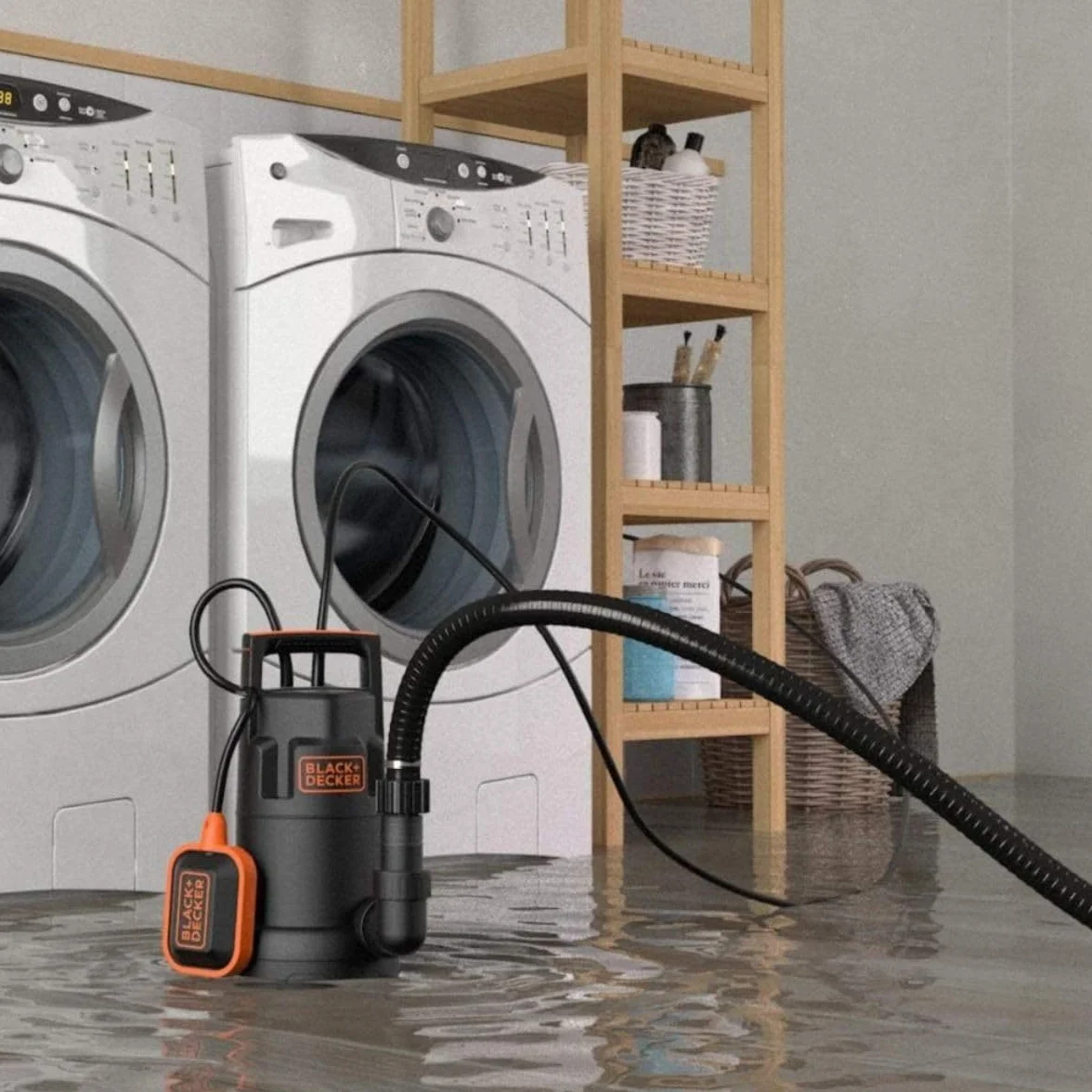 BLACK+DECKER Pompa Immersione BXUP750PTE per Acque Chiare e Scure (750 W, Portata max. 13.000 l/h, Prevalenza max. 8 m)