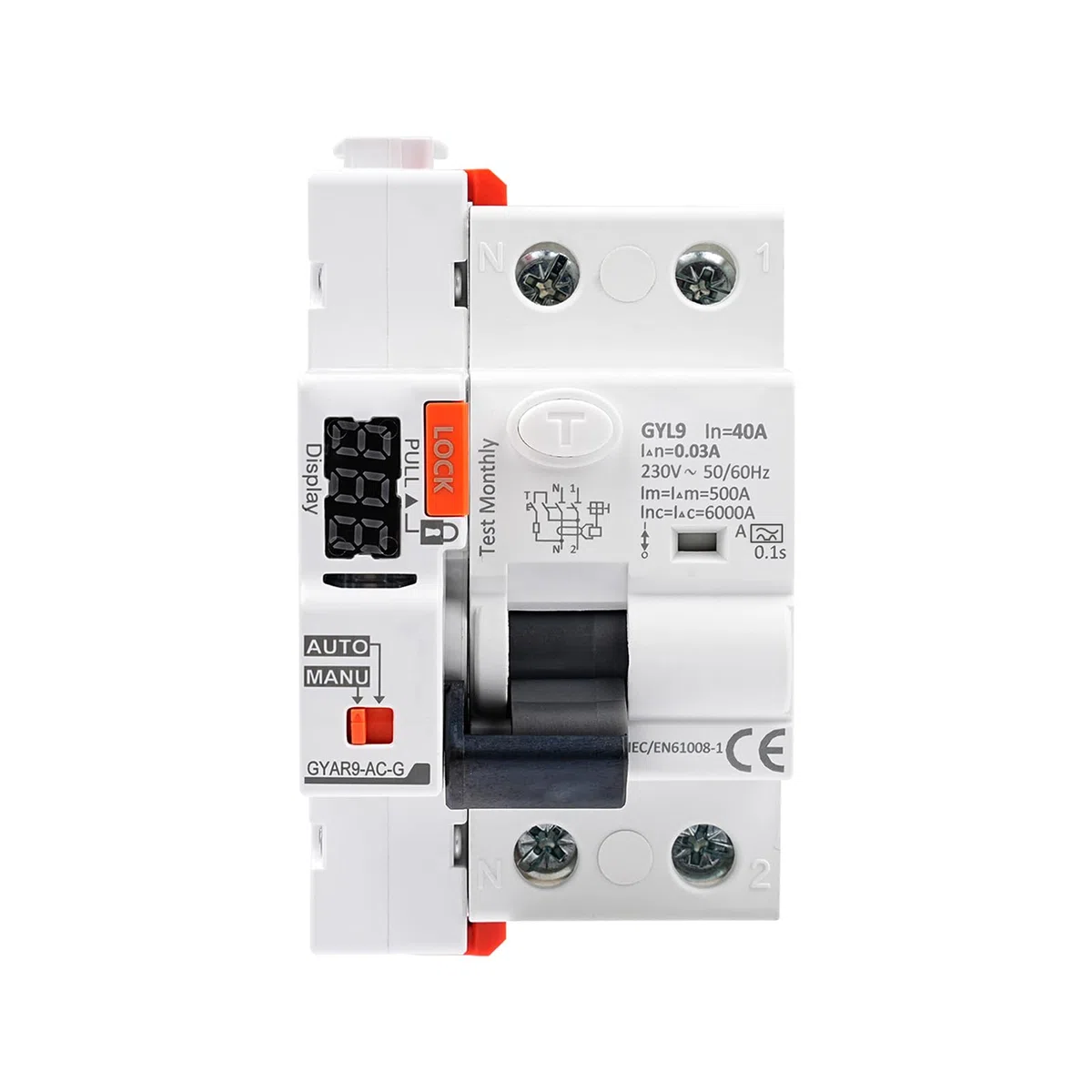 Interruttore Differenziale a Riarmo Automatico con display a LED,40A 30mA 2P AC230V Salvavita con Riarmo Automatico RCCB Salvavita Riarmo Automatico(30mA Type A)