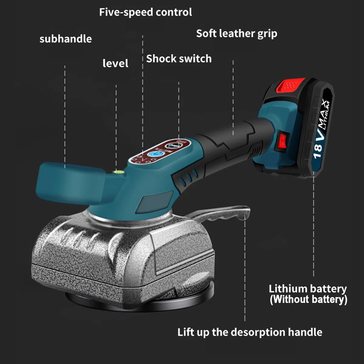 Macchina per Piastrellista per Makita 18V, Vibratore Elettrico per Piastrelle Con 4,7 x 4,7 Regolabile Capacità di Carico 100kg Macchina per Piastrellista Adatta per Piastrelle da 39 Pollici (senza