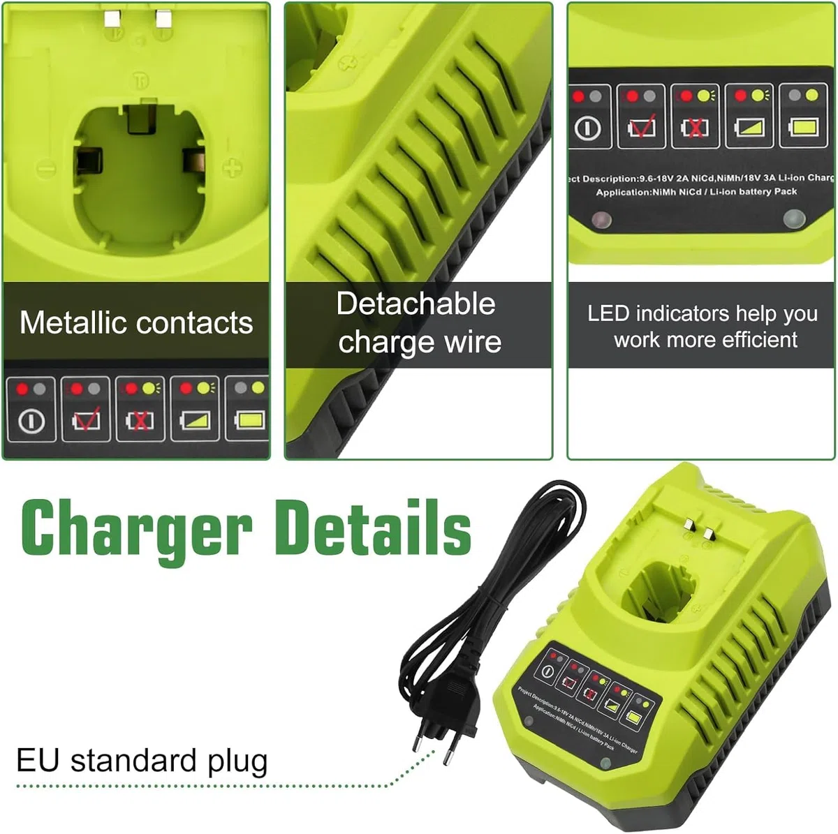 2 * Batteria per Ryobi 18V 5.5Ah Exemoro batteria di ricambio e BCL14181H 9.6V-18V caricabatterie di ricambio per Ryobi RB18L50 RB18L40 RB18L30 RB18L25 RB18L20 RB18L15 P108 P189 P190 P191 P192 etc