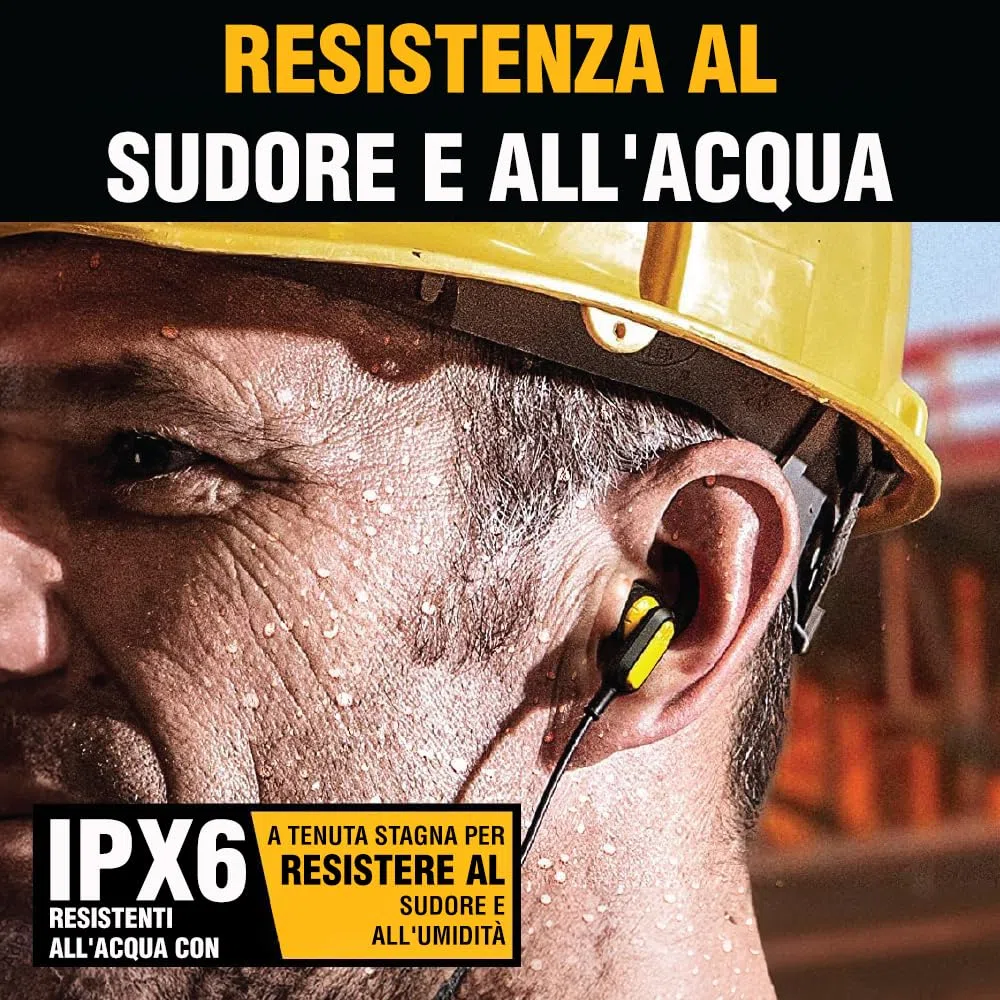 DEWALT Cuffie Bluetooth Heavy Duty con Nackenband, Auricolari Wireless da Collo con 30 Ore di Riproduzione, Isolamento Rumore, Magnetiche, Microfono Integrato, Ideali per Jobsite
