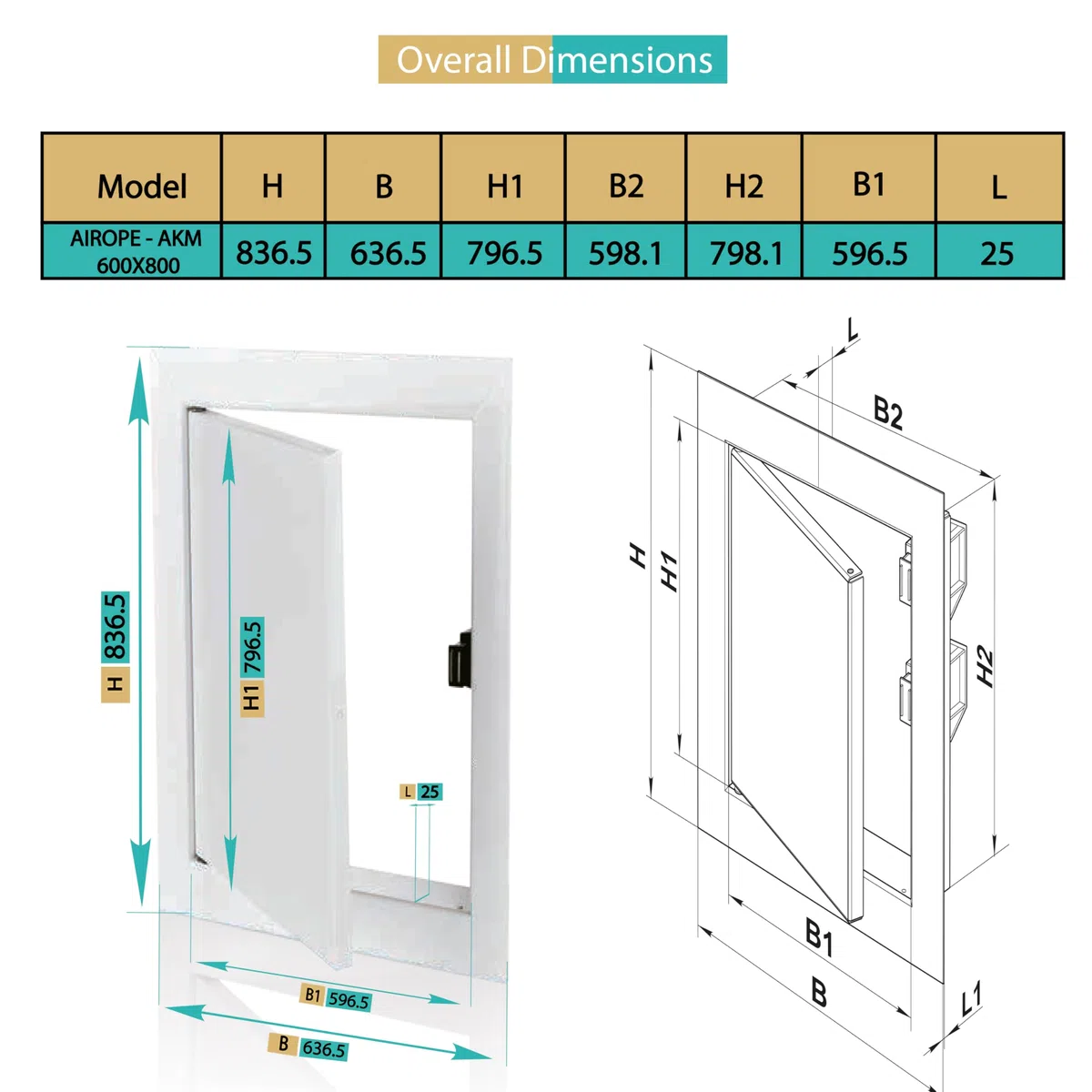 Sportello di Ispezione in Acciaio 600 x 800 mm con Chiusura Magnetica, Apertura Laterale Sinistra/Destra, Pannelli di Accesso per Contatore dell'Acqua, Soffitto, Vasca e Scatole per Fusibili