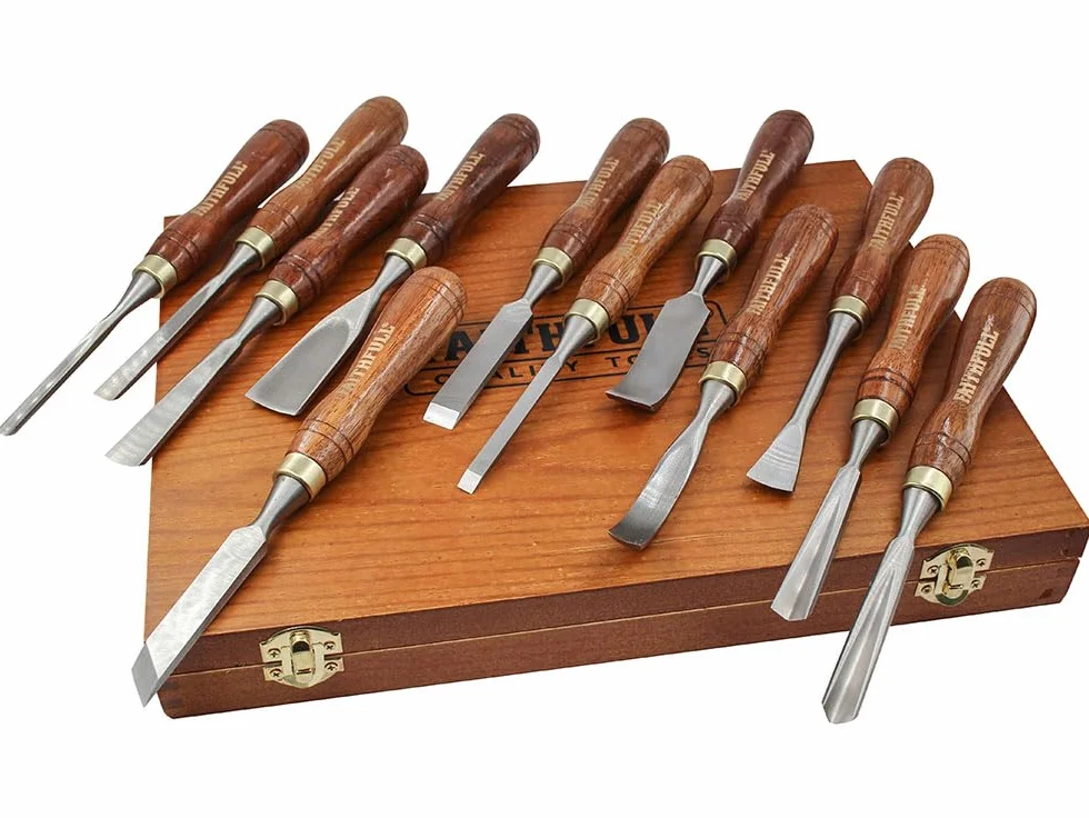 Faithfull WCSET12 - Set per intaglio legno, 12 pezzi, con custodia