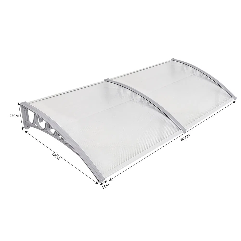Porta Anteriore a baldacchino, plastica, Alluminio, pensilina ad Arco, pensilina, Trasparente, Tende da Sole (80x240cm)