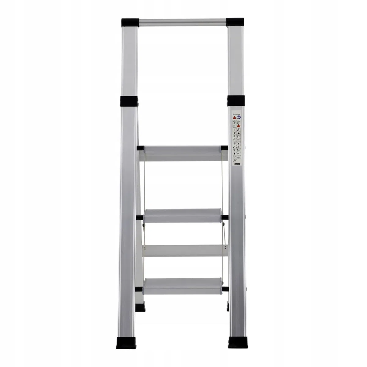 Brigros - Scala Piatta per uso domestico, Scalita la rivoluzione delle scale, in alluminio, Super Leggera, Ultra piatta, Facile da conservare e traportare, non occupa spazio (Galva - 3 Gradini)
