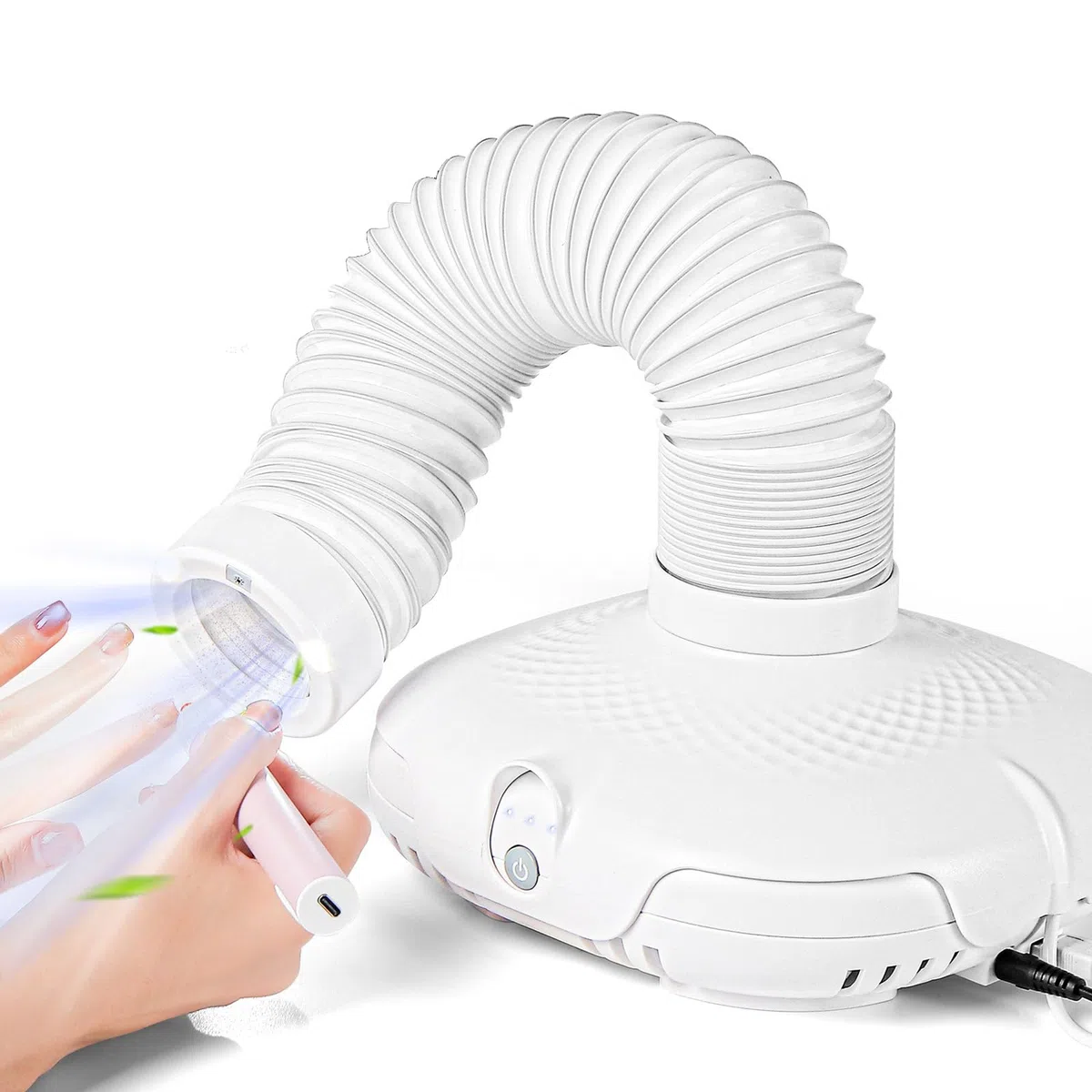 Collettore di polveri per unghie, professionale, con luce LED e tubo flessibile a 360°, potente aspirazione (650PA), 3 velocità regolabili, ultra silenzioso (45-60 dB) per manicure, pedicure