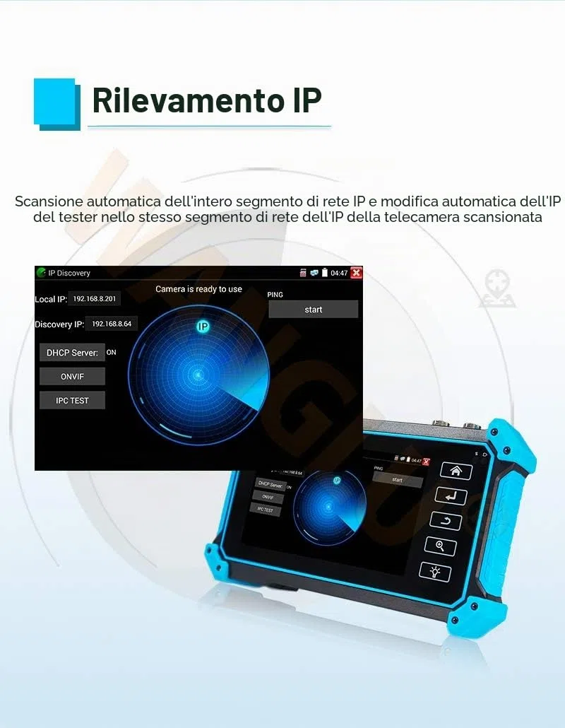 Tester CCTV, IPC-5200C Plus 5 pollici IPS Touch Screen IP CVBS Tester per telecamera analogica Monitor video 4K H.265 con ingresso HDMI/POE/WiFi/Tracciatore cavi/TVI CVI AHD/Firmware aggiornato