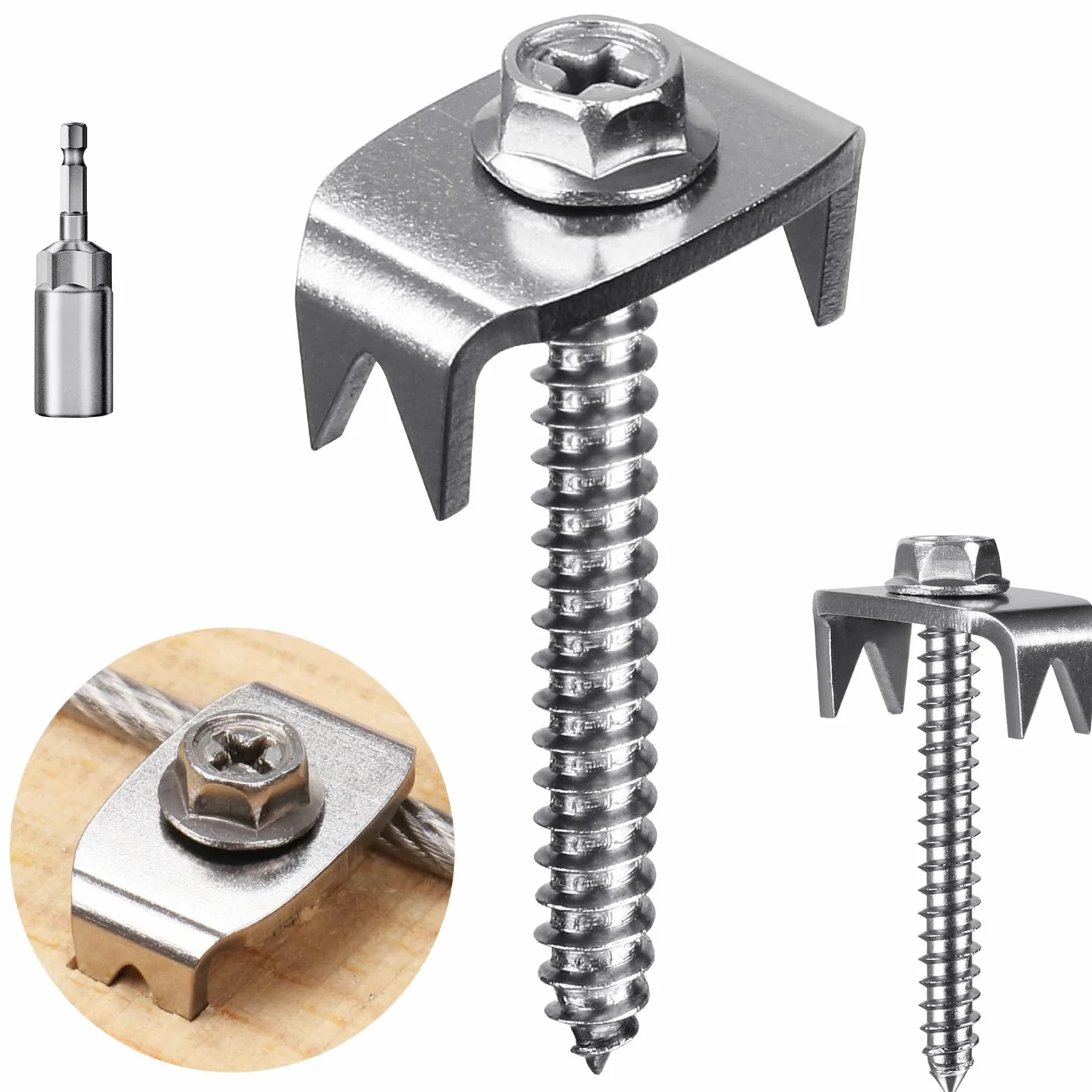 SELEWARE 200 pezzi in acciaio inox per recinzioni in legno tenero, chiodi riutilizzabili per recinzione a doppia asta e recinzioni intrecciate, chiusure per recinzione con fissaggio a filo