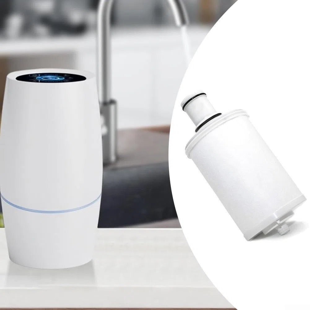 Cartuccia di ricambio per filtro dell'acqua compatibile con sistema eSpring 100186, blocco di carbone attivo riduce 0,2 particelle mantenendo i minerali, capacità 5000 l, bianco