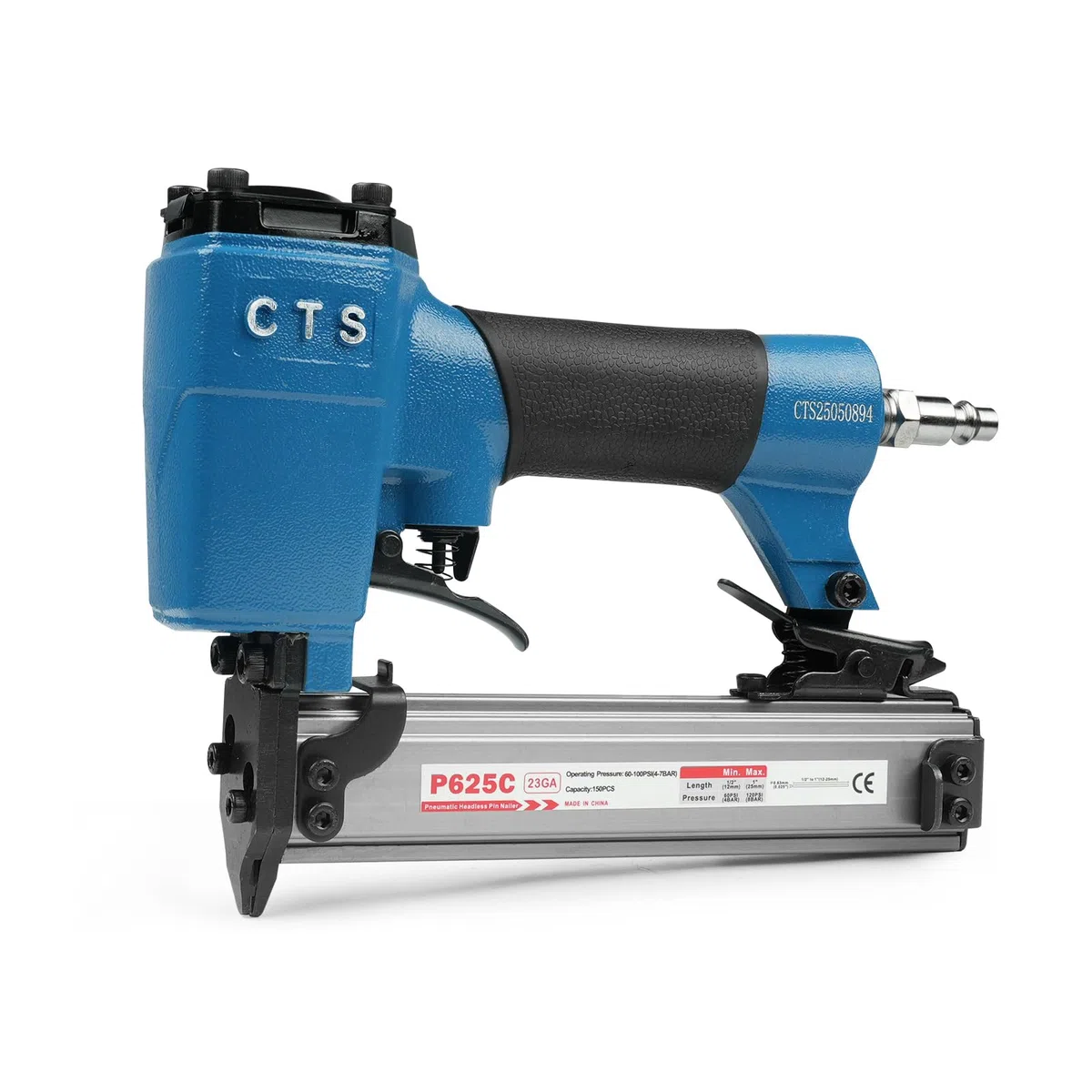 P625C Chiodatrice pneumatica con perni da 23 gauge e 3000 perni inclusi, chiodatrice pneumatica senza testa con blocco di sicurezza, adatta per perni da 1/2'' a 1'' (12 a 25mm), micro