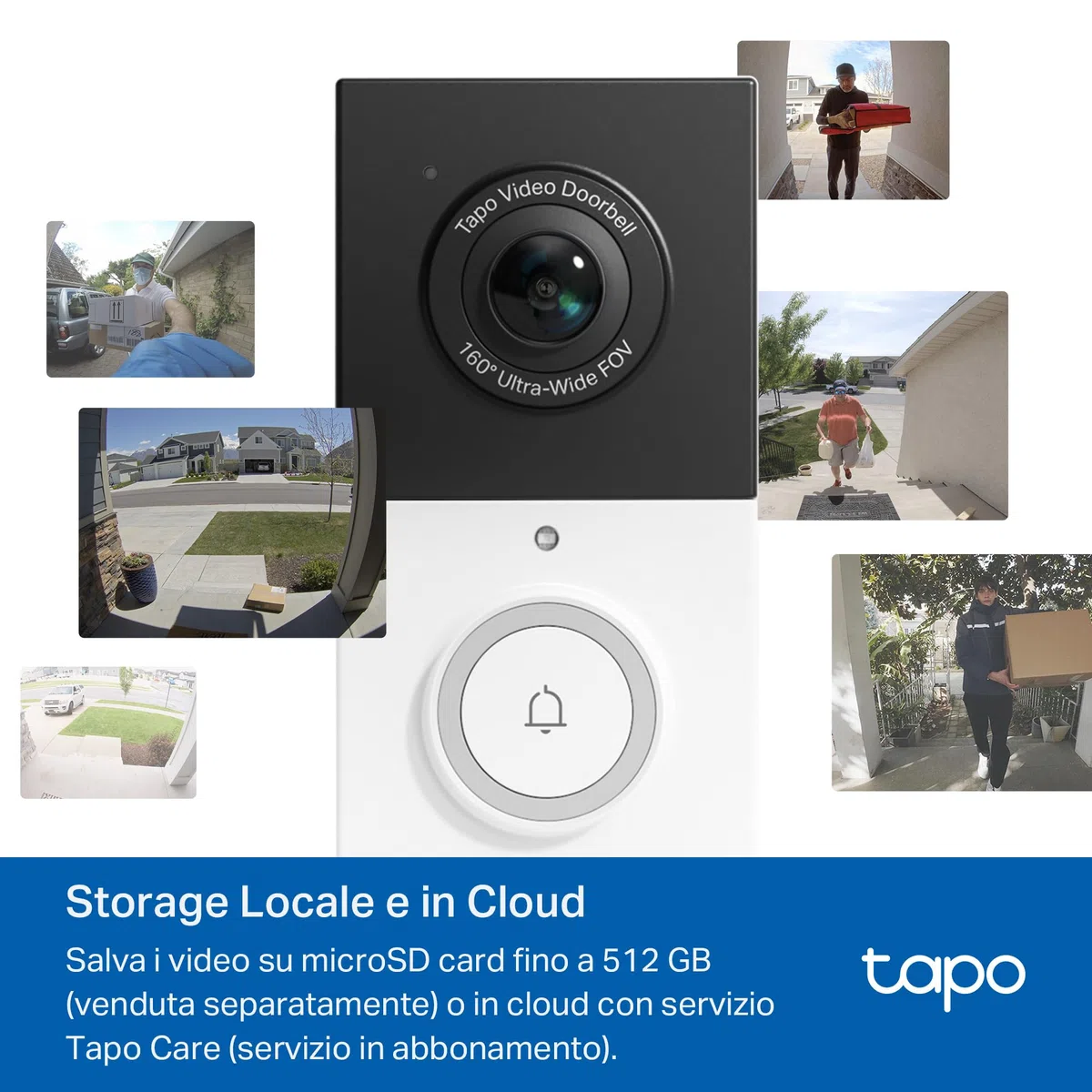 Tapo D210 Videocitofono 2K 3MP, Visione Notturna a Colori, Campo Visivo Etra-Largo, Rilevamenti Smart AI, Audio Bidirezionale, Comunicazione Diretta da APP, Batteria Dura 6 Mesi, Antifurto, IP65