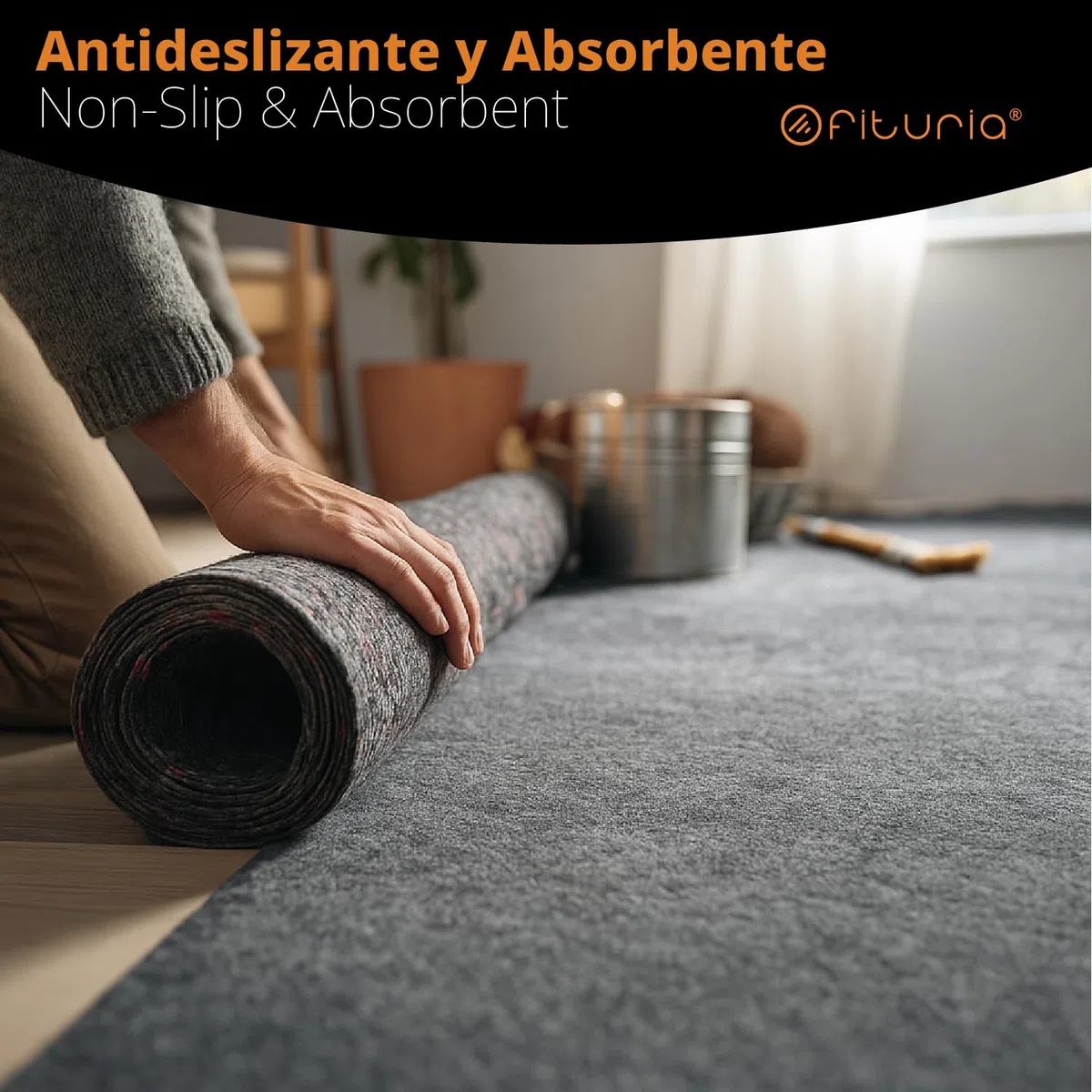 OFITURIA Feltro protettivo per pavimenti 60 cm x 10 m, 180 g/m², confezione da 3 pz, ideale per proteggere i pavimenti durante pittura e lavori (60cmx10m, 3 pz)