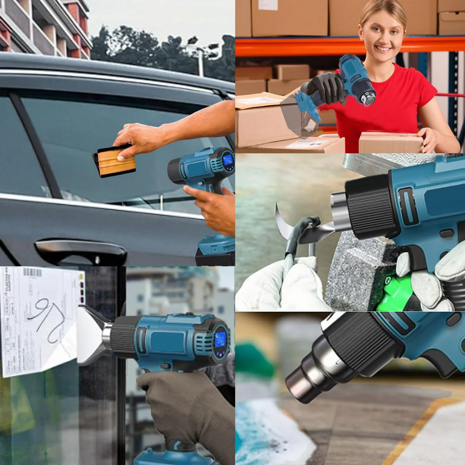 Pistola termica a batteria compatibile con batteria Makita da 18 V, con regolazione del volume d'aria a 2 livelli, temperatura fino a 550 °C e 7 ugelli per saldatura, piegatura di tubi (senza batterie