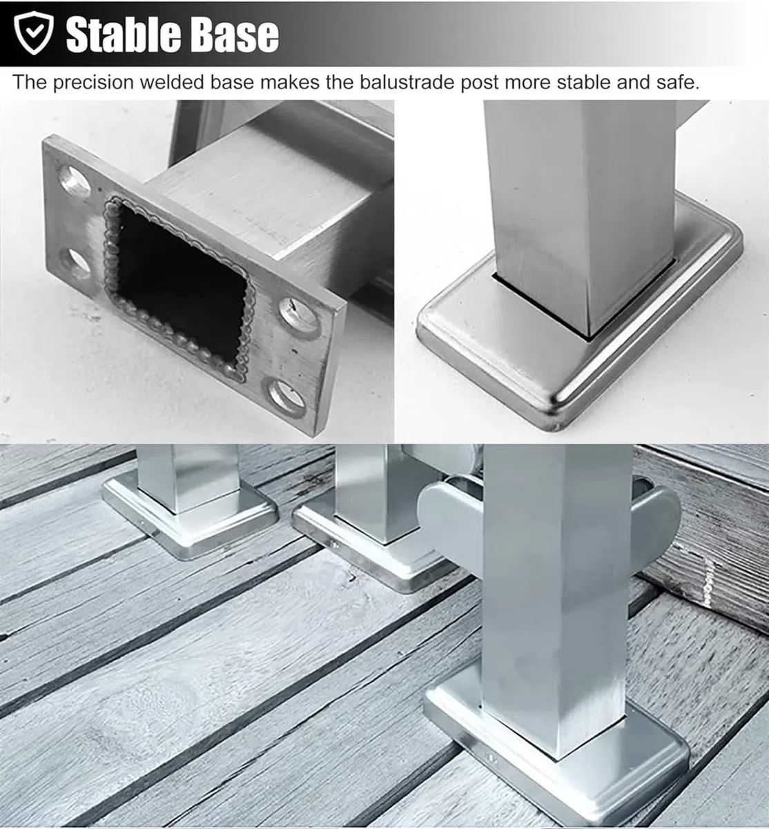 Kit di montante per balaustra in vetro WaiDXn, argento, kit per ringhiera in vetro, morsetto verticale per pannello in vetro, per terrazza/piattaforma/casa/balcone in vetro 1 pezzo (montante di