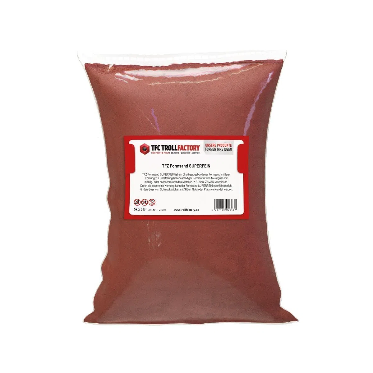 TFC Troll Factory - Sabbia sagomata SUPERFEIN 5 kg: risultati di irrigazione ad alta precisione per stagno, zinco e altro in sabbia oleosa – Lo standard dorato per la fusione