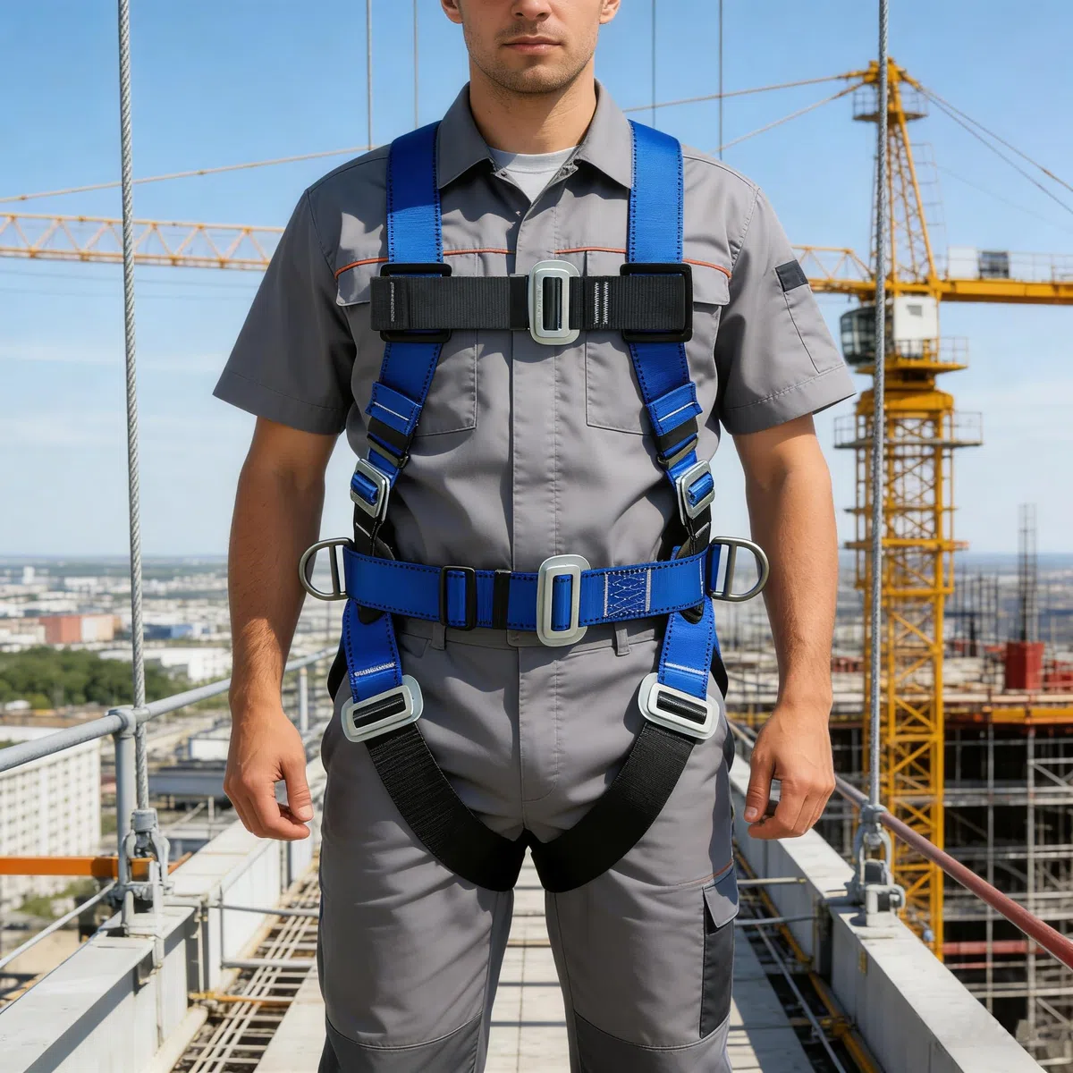 DIJJIG Kit di Imbracatura di Sicurezza Anti-Caduta con Cordino da 1,8 m, Regolabile, Protezione Addominale Spessa, Utilizzato per Operazioni ad Alta quota, Edilizia, Potatura Alberi, Certificazione CE