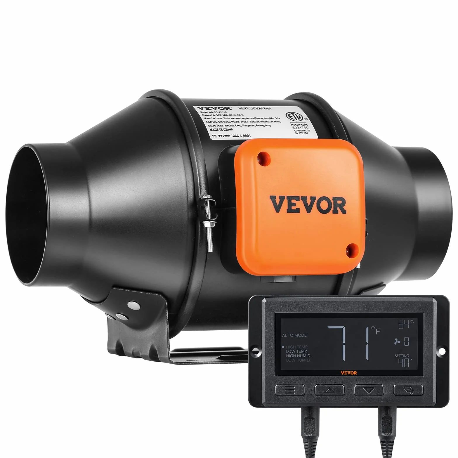 VEVOR Ventilatore Estrazione Condotto in Linea 10 cm HVAC EC Velocità Regolabile, Ventola di Aspirazione a Condotto in Linea Potenza Nominale 25 W 2900 giri/min Rumore a 28 dB, Ventola Estrazione Aria