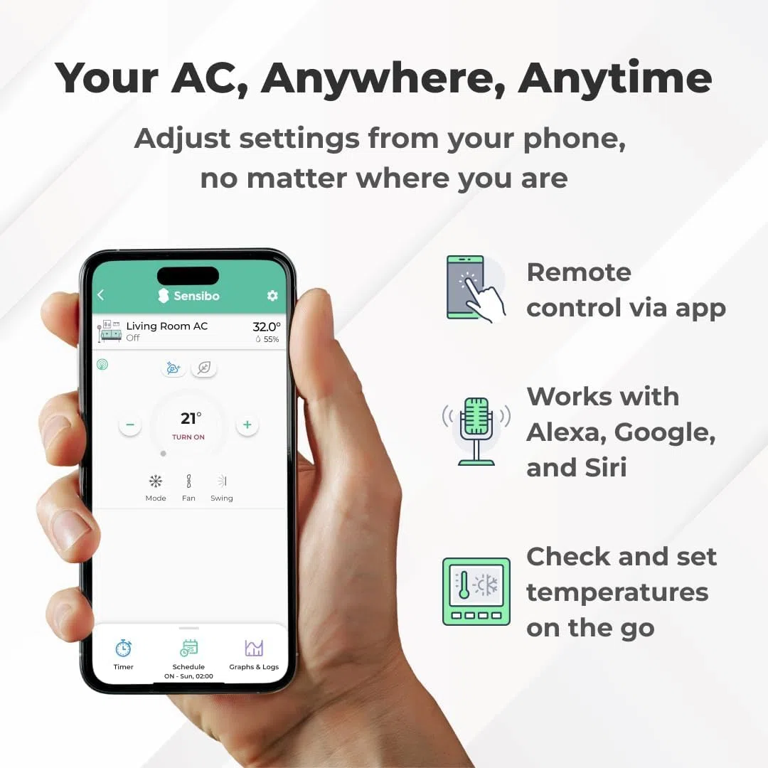 Sensibo Sky 3 Pack, Smart Home Air Conditioner System - Quick & Easy Installation. Maintains Comfort with Energy Efficient App - Automatic On/Off. Wifi, Google, Alexa and Siri.