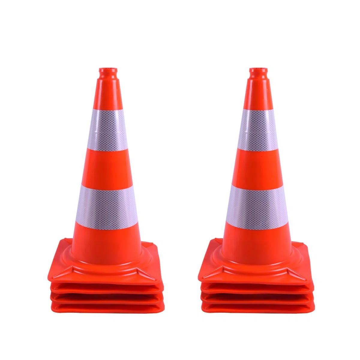 Set di 10 Coni Stradali, Coni di Sicurezza con Nastro Riflettente e Materiale PVC per Sicurezza Stradale, Parcheggio, Allenamento Sportivo e Attività all'Aperto (50 cm)